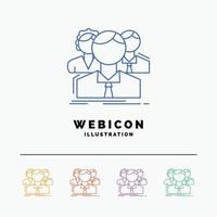 group. multiplayer. people. team. online 5 Color Line Web Icon Template isolated on white. Vector illustration