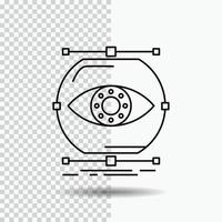 visualize. conception. monitoring. monitoring. vision Line Icon on Transparent Background. Black Icon Vector Illustration