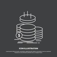 coins. finance. gold. income. savings Icon. Line vector symbol for UI and UX. website or mobile application