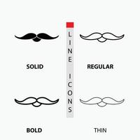 bigote. inconformista. movimiento masculino. icono de hombres en fino. regular. línea en negrita y estilo de glifo. ilustración vectorial vector