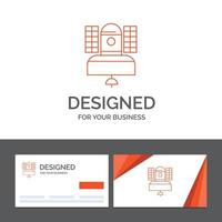 Business logo template for Satellite. broadcast. broadcasting. communication. telecommunication. Orange Visiting Cards with Brand logo template vector