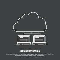 cloud. network. server. internet. data Icon. Line vector symbol for UI and UX. website or mobile application