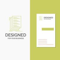 Business Logo for Code. coding. compile. files. list. Vertical Green Business .Visiting Card template. Creative background vector illustration