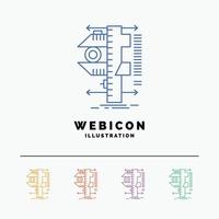 medida. calibrar. calibrador. física. plantilla de icono web de línea de color de medición 5 aislada en blanco. ilustración vectorial vector