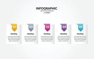 Timeline 5 options Horizontal Infographic for presentations workflow process diagram flow chart report vector