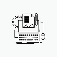 Type Writer. paper. computer. paper. keyboard Line Icon. Vector isolated illustration