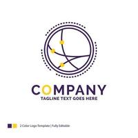 Company Name Logo Design For worldwide. communication. connection. internet. network. Purple and yellow Brand Name Design with place for Tagline. Creative Logo template for Small and Large Business. vector