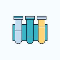 Test. Tube. Science. laboratory. blood Flat Icon. green and Yellow sign and symbols for website and Mobile appliation. vector illustration