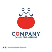 Company Name Logo Design For moustache. Hipster. movember. santa. Beared. Blue and red Brand Name Design with place for Tagline. Abstract Creative Logo template for Small and Large Business. vector