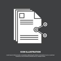 contenido. archivos intercambio. Cuota. icono de documento. símbolo de vector de glifo para ui y ux. sitio web o aplicación móvil