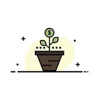 Growth Business Care Finance Grow Growing Money Raise  Business Flat Line Filled Icon Vector Banner