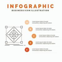 Architecture. cluster. grid. model. preparation Infographics Template for Website and Presentation. Line Gray icon with Orange infographic style vector illustration