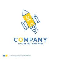 space craft. shuttle. space. rocket. launch Blue Yellow Business Logo template. Creative Design Template Place for Tagline. vector