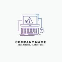 Computer. crash. error. failure. system Purple Business Logo Template. Place for Tagline vector