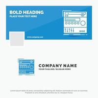 Blue Business Logo Template for rack. component. module. sound. studio. Facebook Timeline Banner Design. vector web banner background illustration