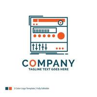 rack. component. module. sound. studio Logo Design. Blue and Orange Brand Name Design. Place for Tagline. Business Logo template. vector