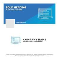 Blue Business Logo Template for Code. coding. computer. monoblock. laptop. Facebook Timeline Banner Design. vector web banner background illustration