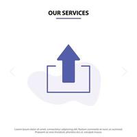 Our Services Arrow Arrows Up Upload Solid Glyph Icon Web card Template vector