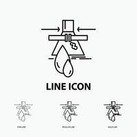 Chemical. Leak. Detection. Factory. pollution Icon in Thin. Regular and Bold Line Style. Vector illustration