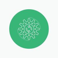 management. process. production. task. work White Line Icon in Circle background. vector icon illustration