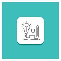 Round Button for Idea. insight. key. lamp. lightbulb Line icon Turquoise Background vector