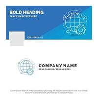 Blue Business Logo Template for connected. online. world. globe. multiplayer. Facebook Timeline Banner Design. vector web banner background illustration