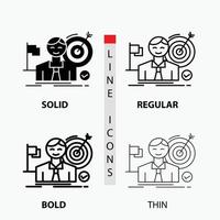 business. goal. hit. market. success Icon in Thin. Regular. Bold Line and Glyph Style. Vector illustration