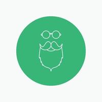 moustache. Hipster. movember. beared. men White Line Icon in Circle background. vector icon illustration