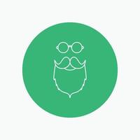 moustache. Hipster. movember. beared. men White Line Icon in Circle background. vector icon illustration