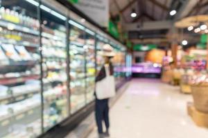 supermarket grocery store aisle and shelves blurred background photo