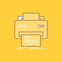 Digital. printer. printing. hardware. paper Flat Line Filled Icon. Beautiful Logo button over yellow background for UI and UX. website or mobile application vector