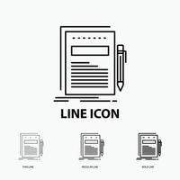 Business. document. file. paper. presentation Icon in Thin. Regular and Bold Line Style. Vector illustration