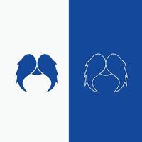 moustache. Hipster. movember. male. men Line and Glyph web Button in Blue color Vertical Banner for UI and UX. website or mobile application vector