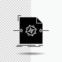 3d. document. file. object. processing Glyph Icon on Transparent Background. Black Icon vector