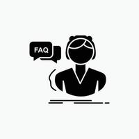 FAQ. Assistance. call. consultation. help Glyph Icon. Vector isolated illustration