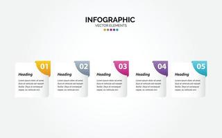 Business timeline chart template Horizontal Infographic 5 steps vector illustration