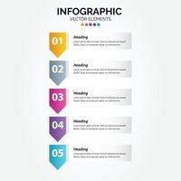 Timeline 5 options Vertical Infographic for presentations workflow process diagram flow chart report vector