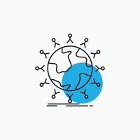 global. student. network. globe. kids Line Icon vector