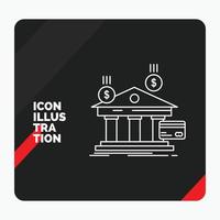 Red and Black Creative presentation Background for bank. payments. banking. financial. money Line Icon vector