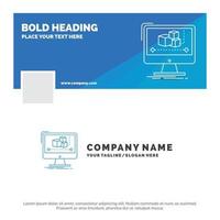 Blue Business Logo Template for Animation. computer. editor. monitor. software. Facebook Timeline Banner Design. vector web banner background illustration