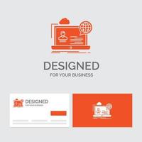 Business logo template for webinar. forum. online. seminar. website. Orange Visiting Cards with Brand logo template. vector