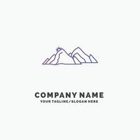 mountain. landscape. hill. nature. scene Purple Business Logo Template. Place for Tagline vector