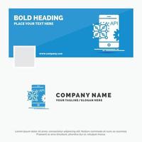 plantilla de logotipo empresarial azul para api. solicitud. codificación. desarrollo. móvil. diseño de banner de línea de tiempo de facebook. ilustración de fondo de banner web de vector