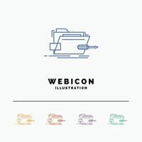 carpeta. reparar. destornillador tecnología plantilla de icono web de línea técnica de 5 colores aislada en blanco. ilustración vectorial vector