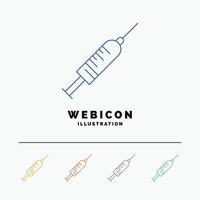 syringe. injection. vaccine. needle. shot 5 Color Line Web Icon Template isolated on white. Vector illustration