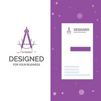 Business Logo for Precision. accure. geometry. compass. measurement. Vertical Purple Business .Visiting Card template. Creative background vector illustration