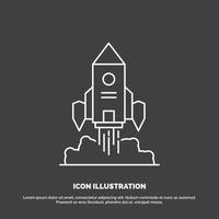 Rocket. spaceship. startup. launch. Game Icon. Line vector symbol for UI and UX. website or mobile application