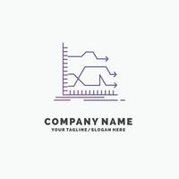 Arrows. forward. graph. market. prediction Purple Business Logo Template. Place for Tagline vector