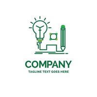 Idea. insight. key. lamp. lightbulb Flat Business Logo template. Creative Green Brand Name Design. vector