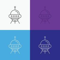 space ship. space. ship. rocket. alien Icon Over Various Background. Line style design. designed for web and app. Eps 10 vector illustration